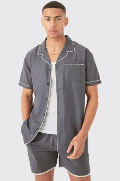 Oversized Shirt & Short Set | BoohooMAN UK