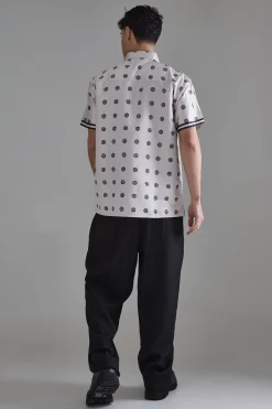 Oversized Short Sleeve Detailed Satin Shirt | BoohooMAN UK