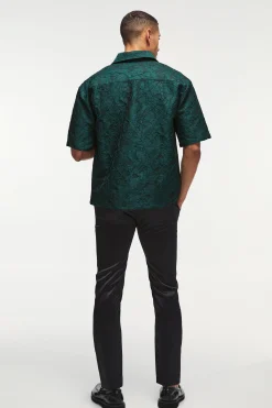 Oversized Short Sleeve Floral Jacquard Shirt | BoohooMAN UK