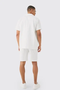Oversized Short Sleeve Pleated Shirt And Short | BoohooMAN UK