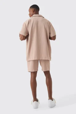 Oversized Short Sleeve Pleated Shirt And Short | BoohooMAN UK