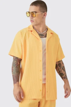 Oversized Short Sleeve Pleated Shirt & Straight Trouser Set | BoohooMAN UK