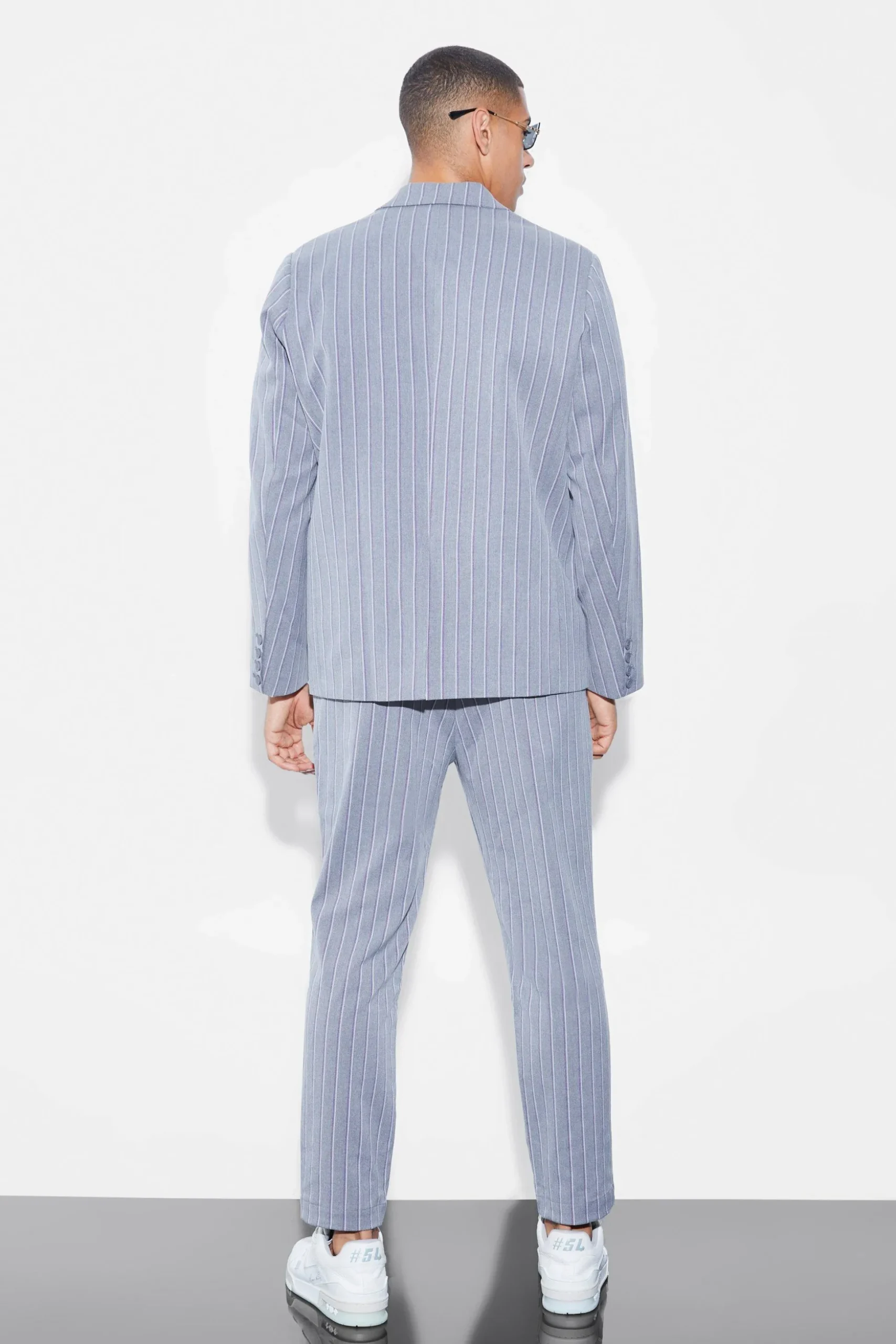 Oversized Single Breasted Stripe Suit Jacket | BoohooMAN UK