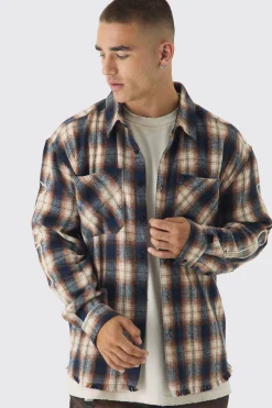 Oversized Skeleton Applique Check Shirt | BoohooMAN UK