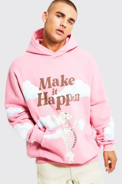 Oversized Skeleton Graphic Hoodie | BoohooMAN UK