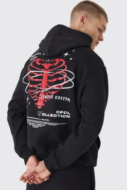 Oversized Skeleton Heart Back Print Hoodie | BoohooMAN UK