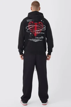 Oversized Skeleton Heart Back Print Hoodie | BoohooMAN UK