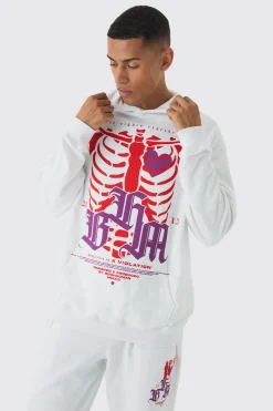 Oversized Skeleton Heart Graphic Tracksuit | BoohooMAN UK