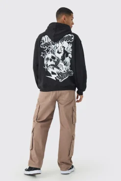 Oversized Skull Back Print Hoodie | BoohooMAN UK