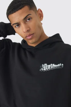 Oversized Skull Back Print Hoodie | BoohooMAN UK