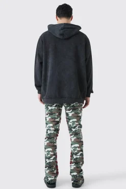 Oversized Skull Graphic Acid Wash Hoodie | BoohooMAN UK