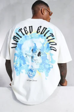 Oversized Skull Graphic Extended Neck T-shirt | BoohooMAN UK