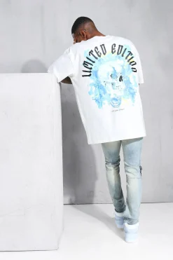 Oversized Skull Graphic Extended Neck T-shirt | BoohooMAN UK