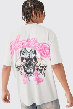 Oversized Skull Heartless Graphic Heavyweight T-shirt | BoohooMAN UK