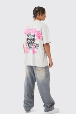 Oversized Skull Heartless Graphic Heavyweight T-shirt | BoohooMAN UK
