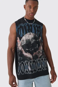 Oversized Skull Large Scale Print Tank | BoohooMAN UK