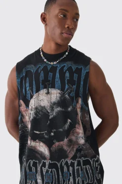 Oversized Skull Large Scale Print Tank | BoohooMAN UK
