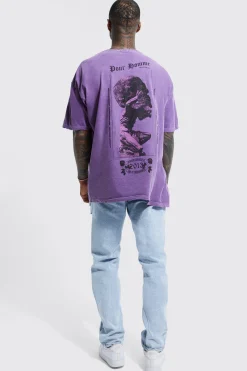Oversized Skull Overdye Graphic T-shirt | BoohooMAN UK