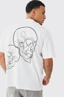 Oversized Skull Stencil Heavyweight T-shirt | BoohooMAN UK