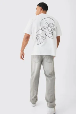 Oversized Skull Stencil Heavyweight T-shirt | BoohooMAN UK