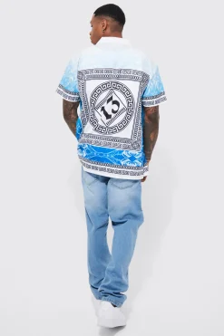 Oversized Slub Baroque Border Printed Shirt | BoohooMAN UK