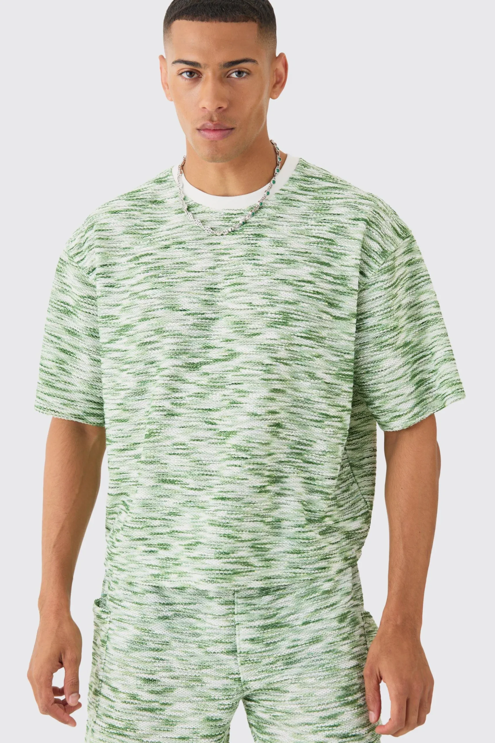 Oversized Slub Boucle Short Sleeve Sweatshirt | BoohooMAN UK