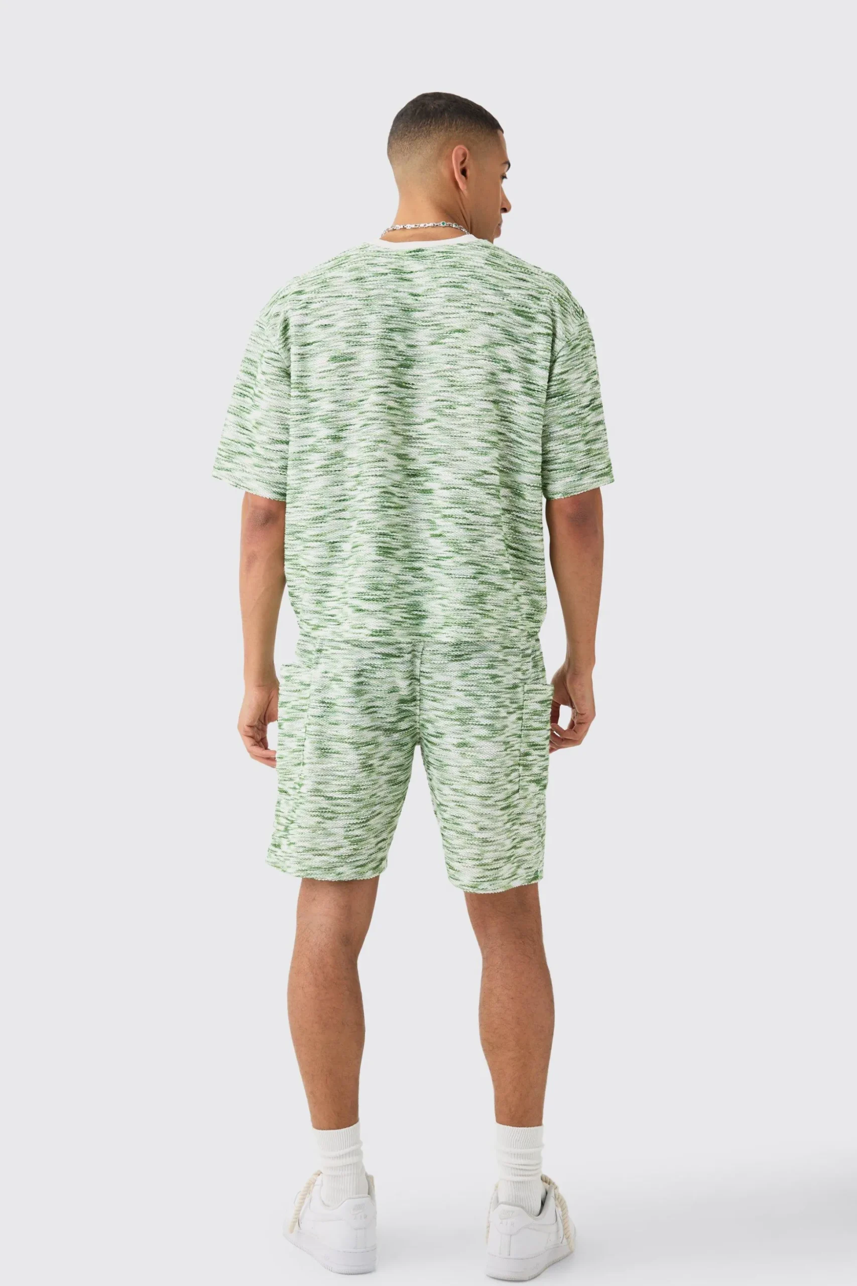 Oversized Slub Boucle Short Sleeve Sweatshirt | BoohooMAN UK