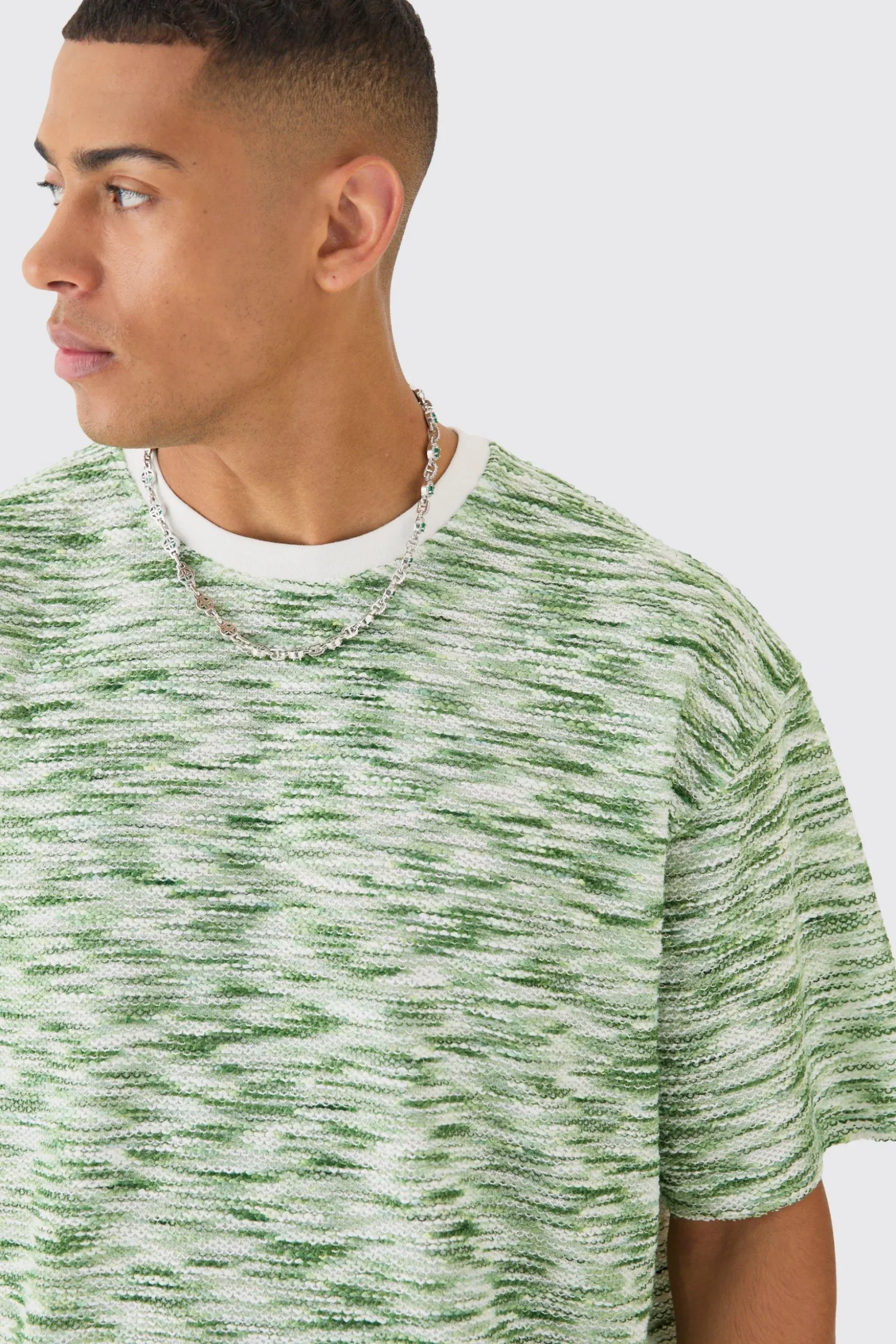Oversized Slub Boucle Short Sleeve Sweatshirt | BoohooMAN UK
