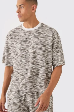 Oversized Slub Boucle Short Sleeve Sweatshirt | BoohooMAN UK