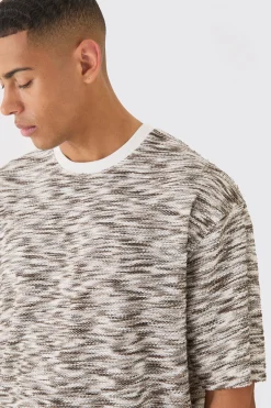 Oversized Slub Boucle Short Sleeve Sweatshirt | BoohooMAN UK