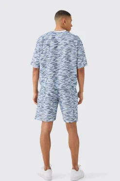 Oversized Slub Boucle Sweatshirt & Short Tracksuit | BoohooMAN UK