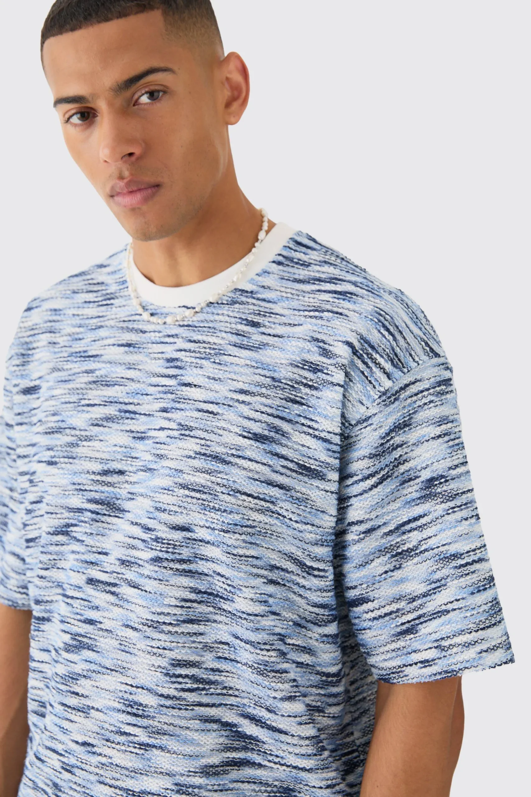 Oversized Slub Boucle Sweatshirt & Short Tracksuit | BoohooMAN UK