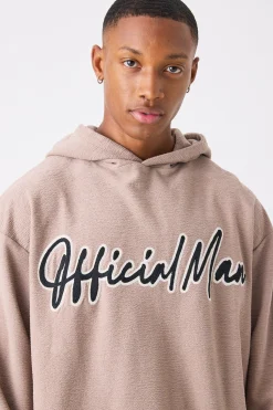 Oversized Slub Interlock Hoodie | BoohooMAN UK