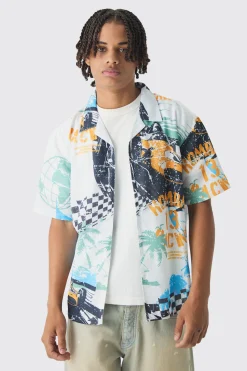 Oversized Slub Moto Shirt | BoohooMAN UK