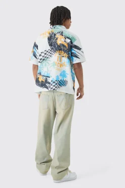 Oversized Slub Moto Shirt | BoohooMAN UK