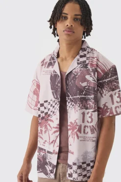 Oversized Slub Moto Shirt | BoohooMAN UK