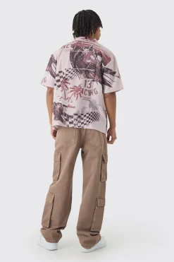 Oversized Slub Moto Shirt | BoohooMAN UK