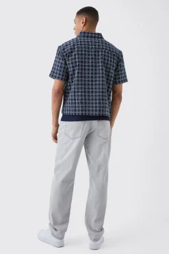 Oversized Small Check Double Pocket Boxy Shirt | BoohooMAN UK
