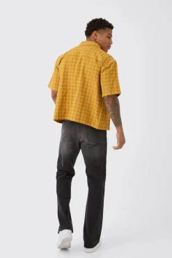 Oversized Small Check Double Pocket Boxy Shirt | BoohooMAN UK