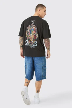 Oversized Snake Renaissance Back Print T-shirt | BoohooMAN UK