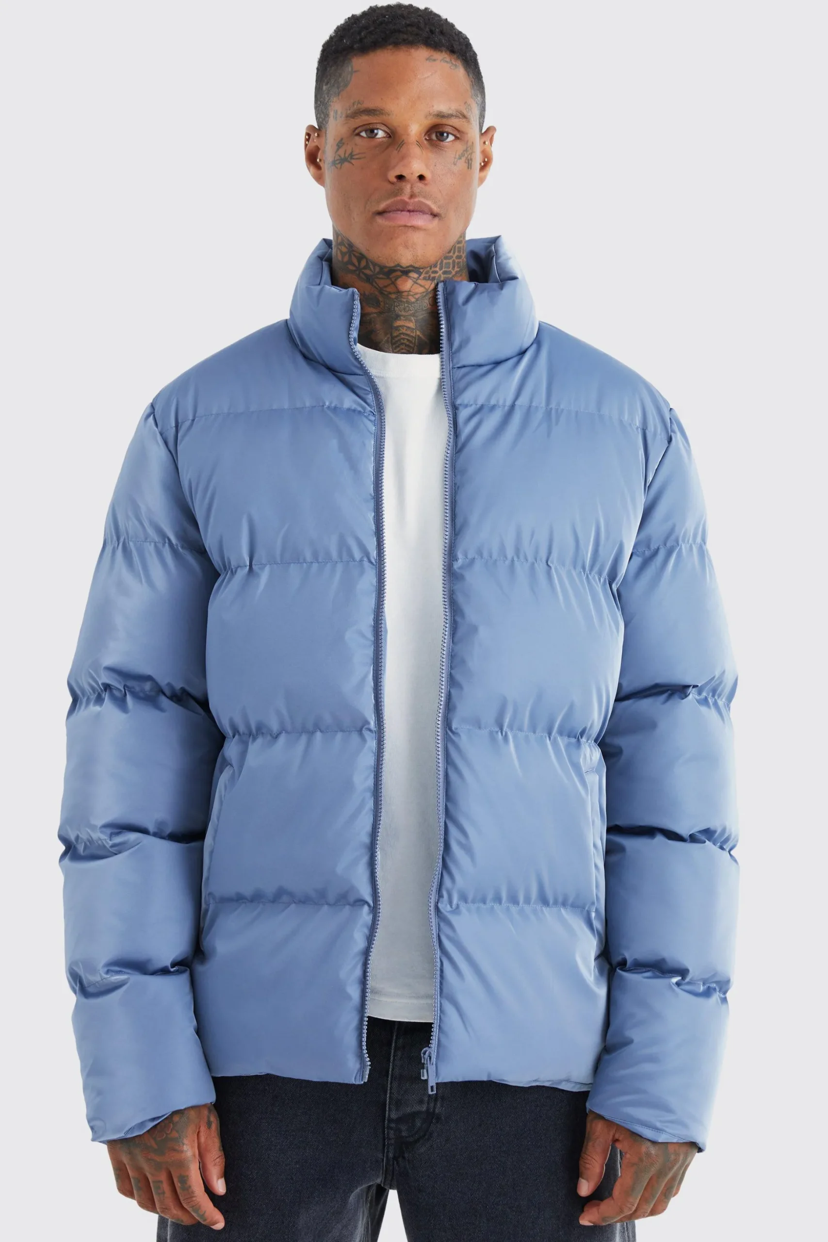 Oversized Soft Sheen Nylon Puffer | BoohooMAN UK