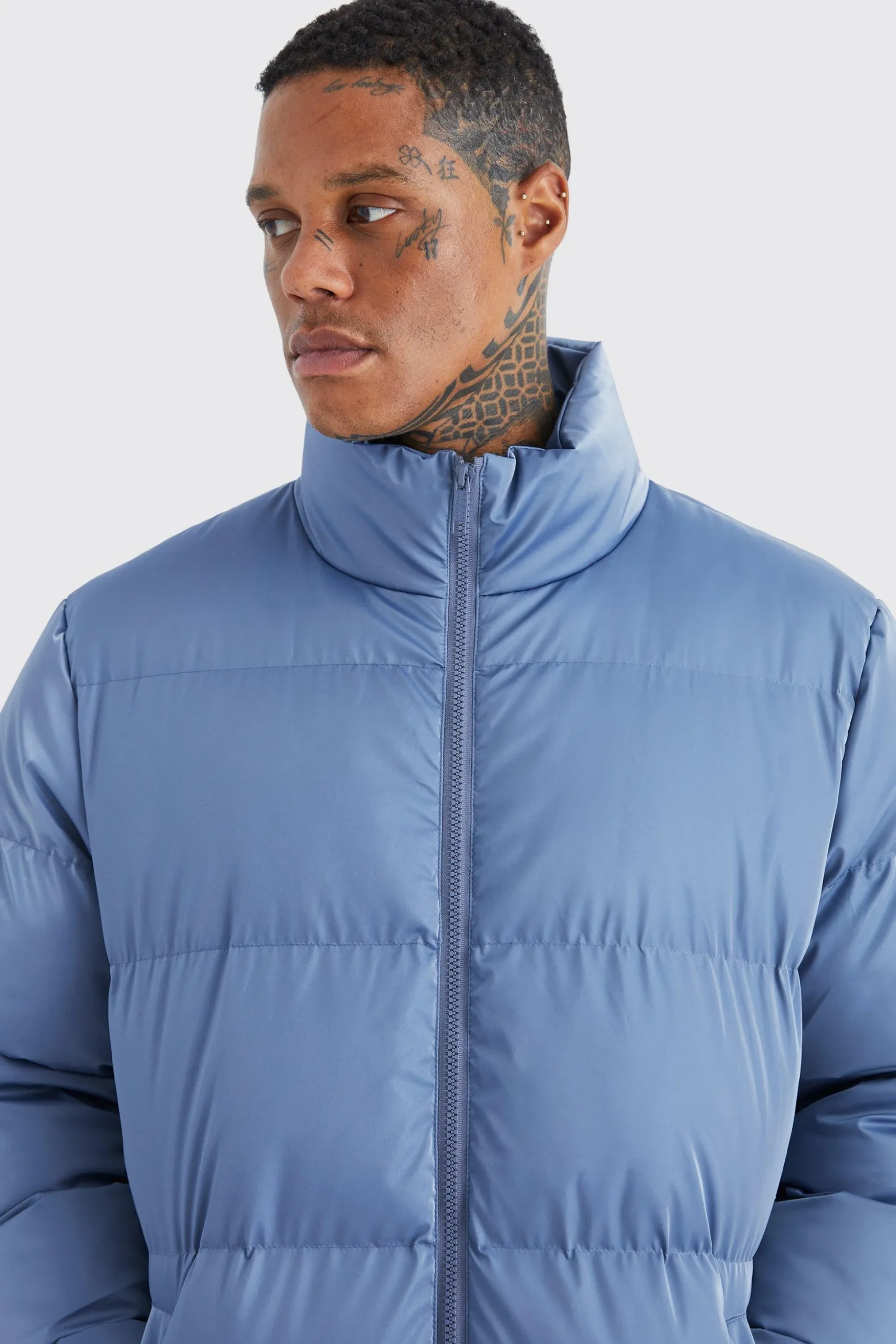 Oversized Soft Sheen Nylon Puffer | BoohooMAN UK