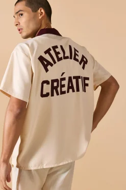 Oversized Soft Twill Bowling Shirt | BoohooMAN UK