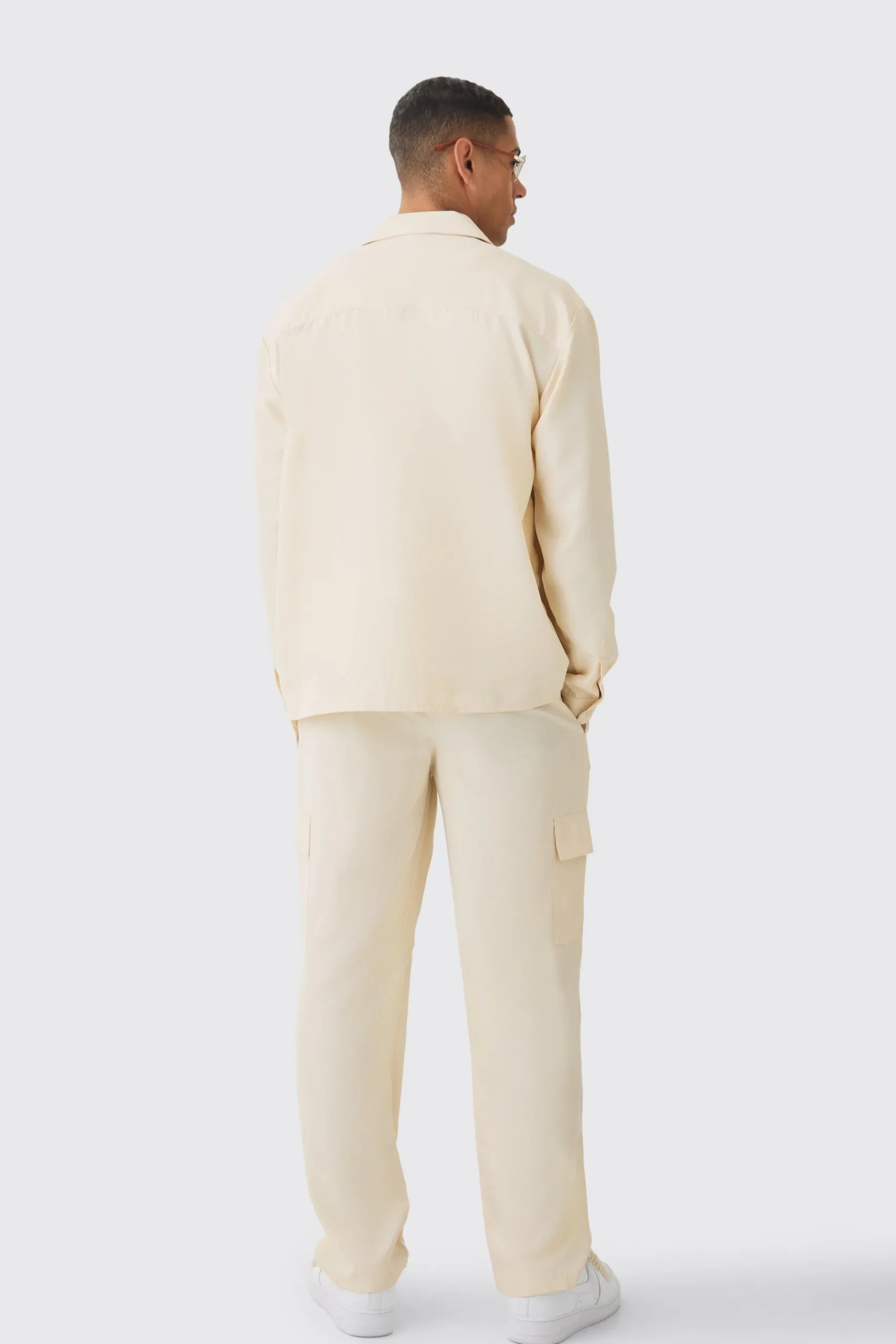 Oversized Soft Twill Cargo Shirt & Trouser Set | BoohooMAN UK