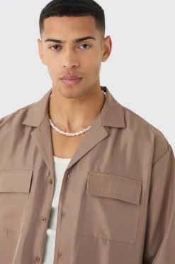 Oversized Soft Twill Cargo Shirt & Trouser Set | BoohooMAN UK
