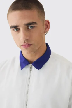 Oversized Soft Twill Contrast Pocket Bowling Shirt | BoohooMAN UK