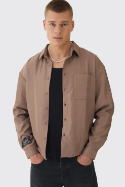 Oversized Soft Twill Long Sleeve Shirt | BoohooMAN UK