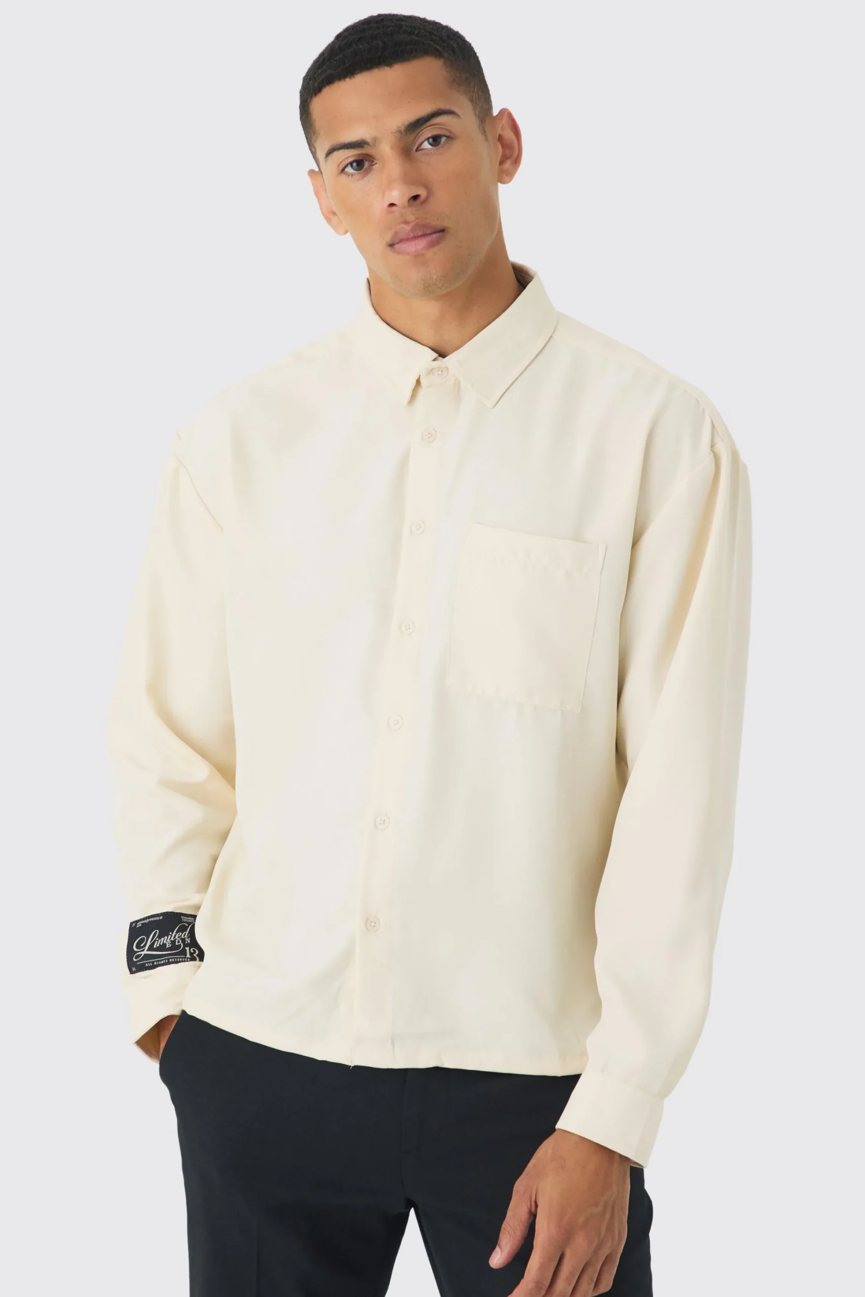 Oversized Soft Twill Long Sleeve Shirt | BoohooMAN UK