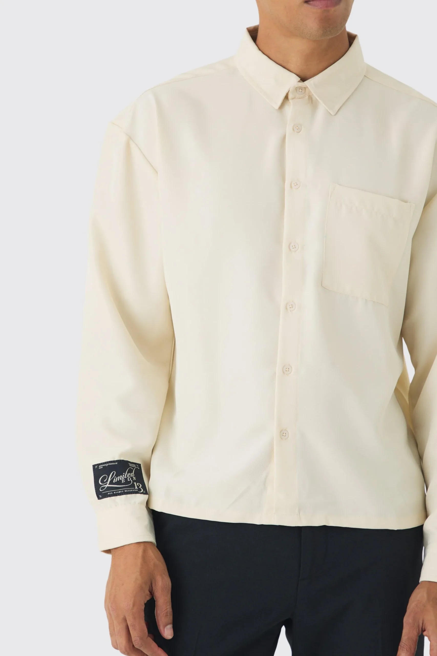 Oversized Soft Twill Long Sleeve Shirt | BoohooMAN UK