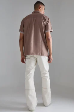 Oversized Soft Twill Printed Hem Shirt | BoohooMAN UK